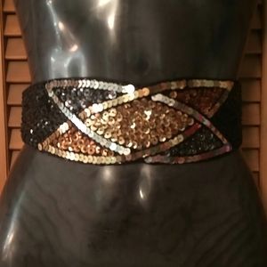 Sequin satin belt